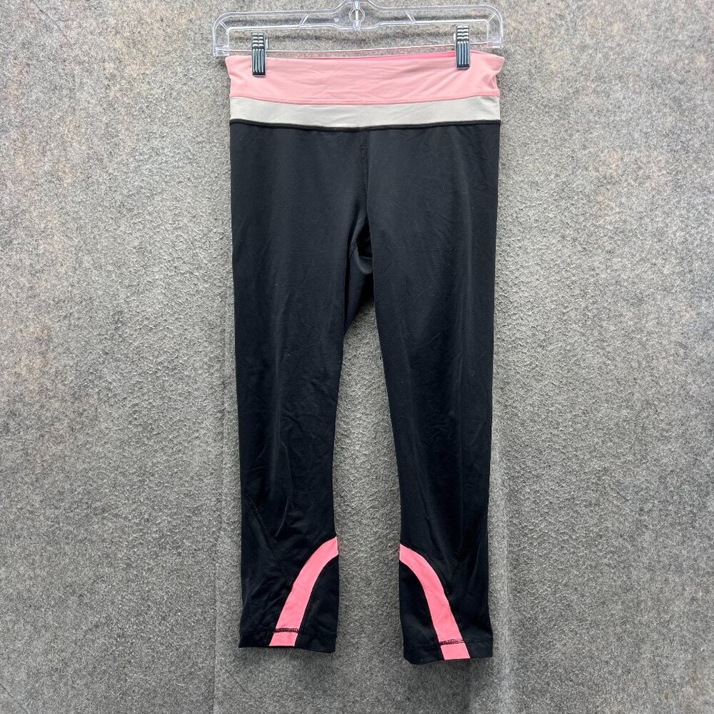 Lululemon Leggings Women 4 Black Pink High Rise Yoga Stretch Pants Tranquil Crop